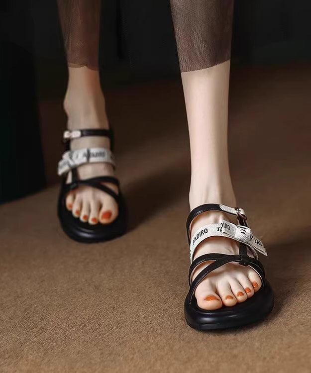 Beautiful Black Splicing Platform Walking Sandals Peep Toe
