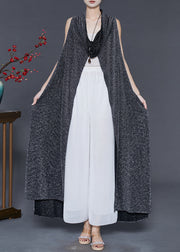 Beautiful Black Turtle Neck Sequins Long Cardigan Spring