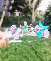 Beautiful Blue Alloy Crystal Zircon Pearl Shell Kids Crown