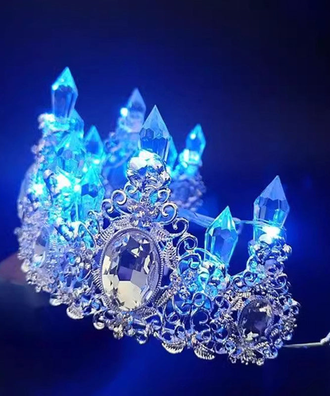 Beautiful Blue Alloy Zircon Gem Stone Hollow Out Kids Crown
