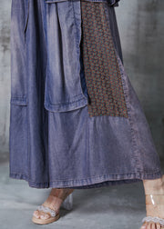 Beautiful Blue Asymmetrical Patchwork Denim Two Pieces Set Summer