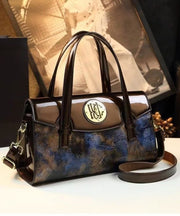 Beautiful Blue Embossed Classy Calf Leather Tote Handbag