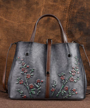 Beautiful Brown Jacquard Calf Leather Tote Handbag For Women