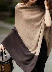 Beautiful Camel Colour Patchwork Woolen Batwing Coat Long Sleeve