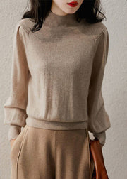 Beautiful Camel Turtleneck Knit Top Long Sleeve