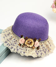 Beautiful Champagne Floral Lace Patchwork Linen Bucket Hat