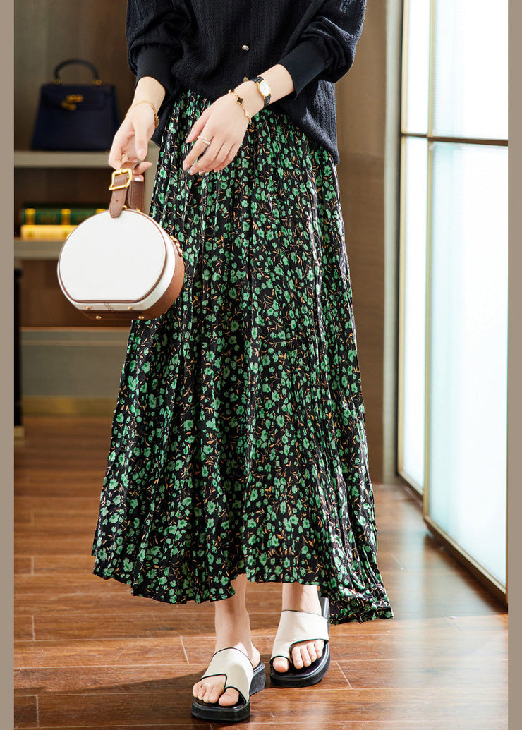 Beautiful Coffee Print Elastic Waist Chiffon Maxi Skirts Summer