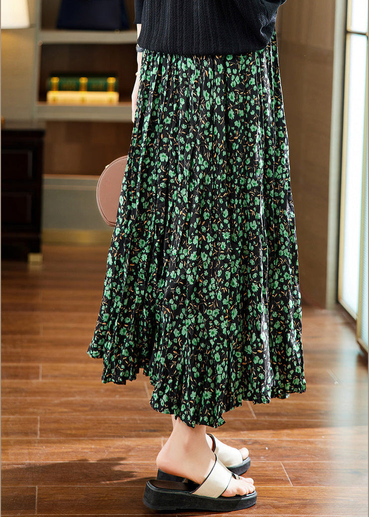 Beautiful Coffee Print Elastic Waist Chiffon Maxi Skirts Summer