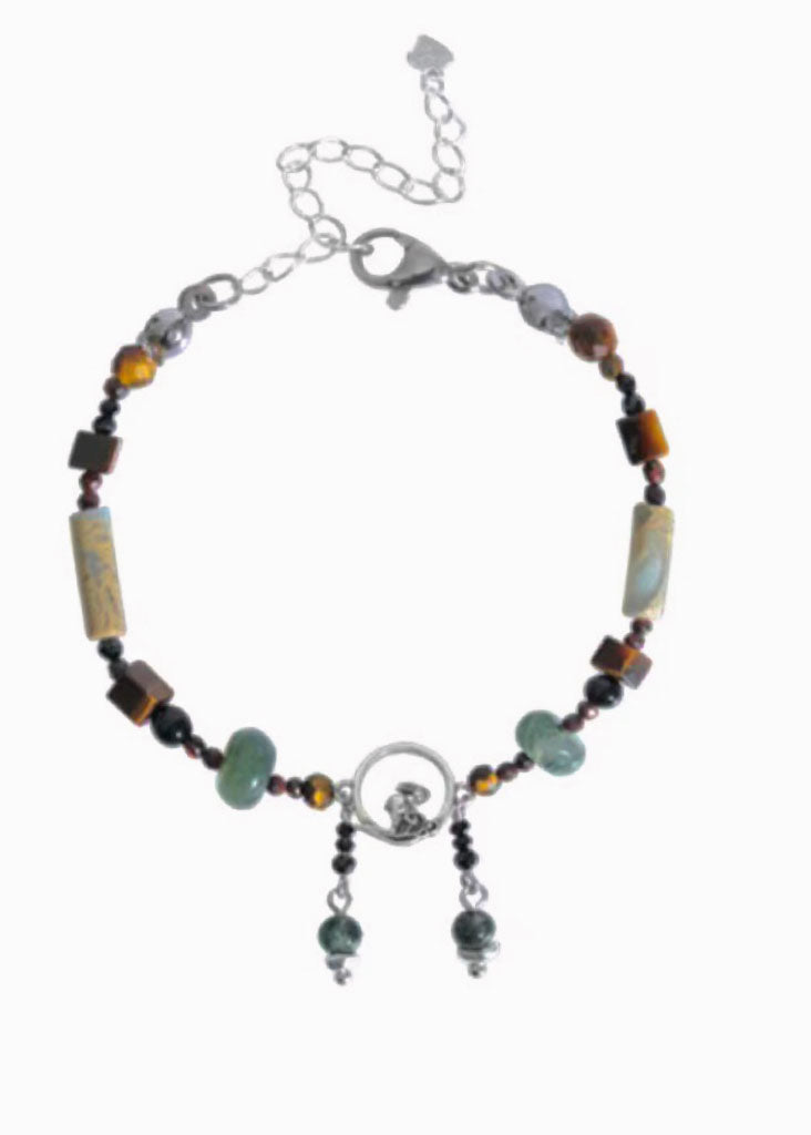 Beautiful Colorblock Allouy Gem Stone Charm Bracelet