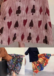 Beautiful Colorblock Asymmetrical Print Elastic Waist Cotton Skirt