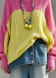 Beautiful Colorblock Oversized Patchwork Knit Sweater Fall