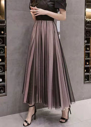 Beautiful Colorblock Wrinkled High Waist Tulle Skirts Summer