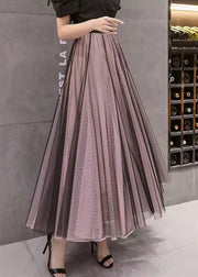 Beautiful Colorblock Wrinkled High Waist Tulle Skirts Summer