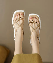 Beautiful Comfy Chunky Peep Toe Sandals Apricot Faux Leather