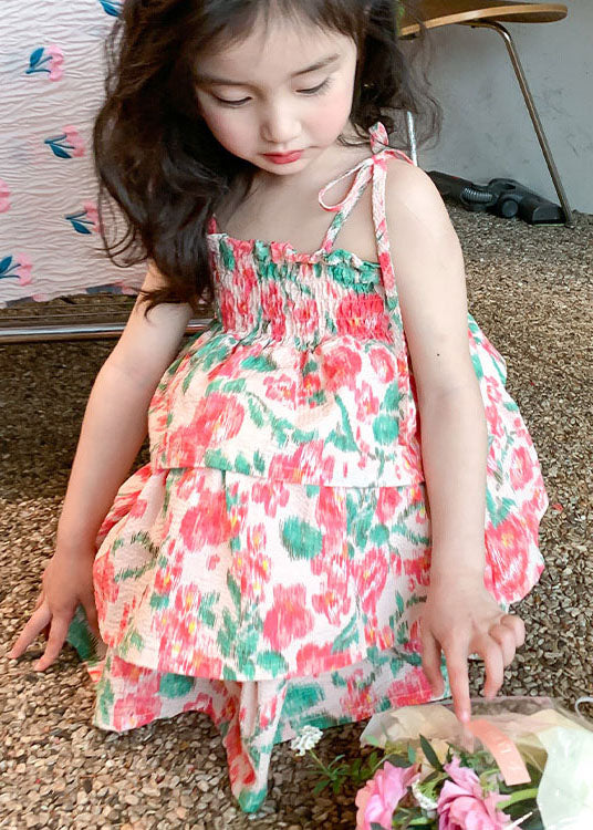 Beautiful Floral Patchwork Cotton Baby Girls Beach Vacation Dresses Sleeveless