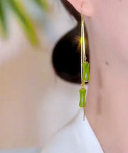 Beautiful Gold Silver Overgild Bamboo Tassel Drop Earrings