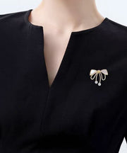 Beautiful Gold Sterling Silver Alloy Zircon Bow Pearl Brooches