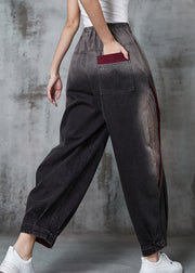 Beautiful Gradient Color Embroidered Patchwork Denim Pants Spring