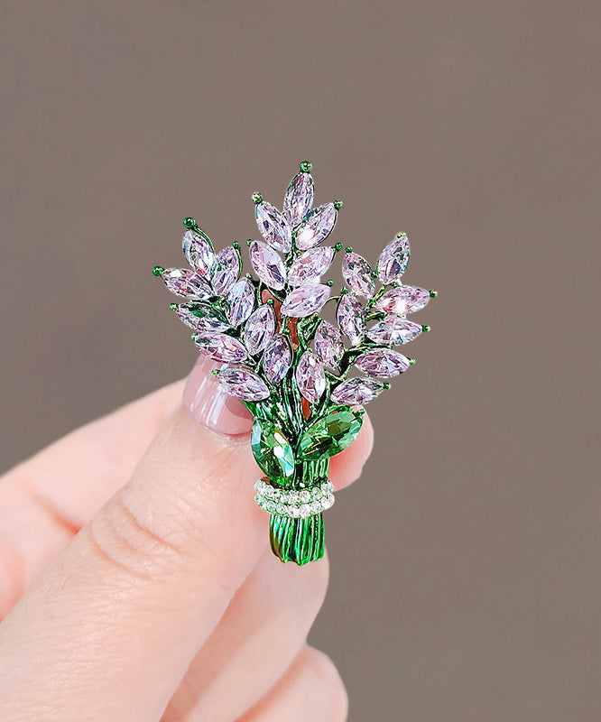 Beautiful Green Alloy Crystal Lavender Brooches