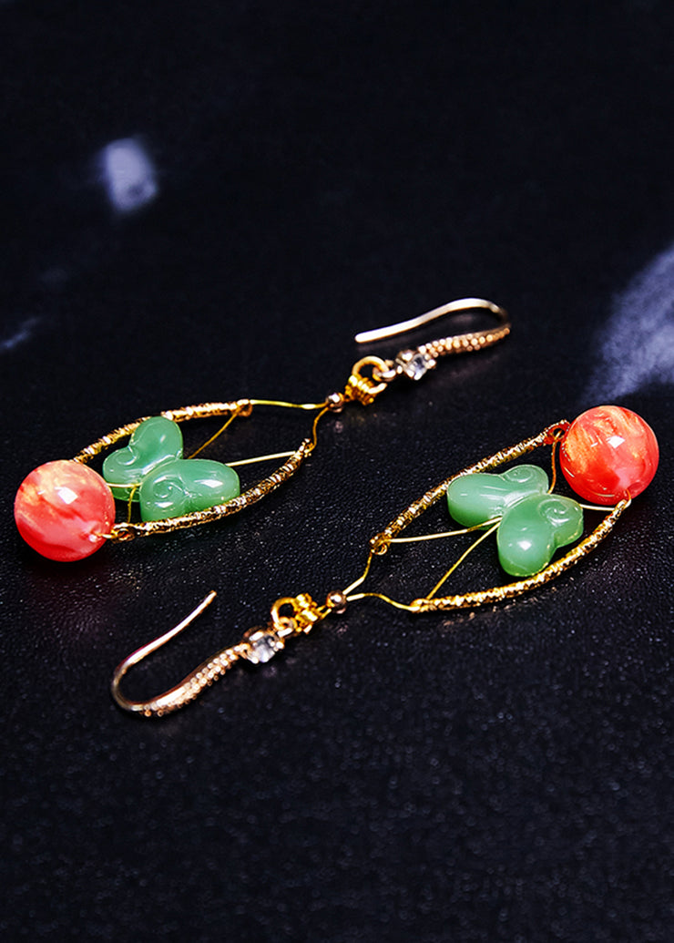 Beautiful Green Butterfly Jade Original Design Drop Earrings