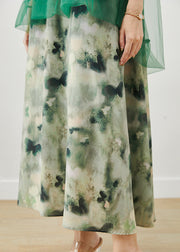 Beautiful Green Cold Shoulder Tie Dye Chiffon Dresses Summer