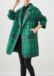 Beautiful Green Oversized Patchwork Cotton Coat Outwear Fall