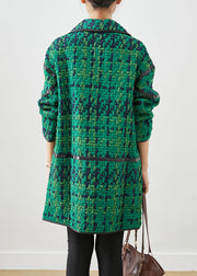 Beautiful Green Oversized Patchwork Cotton Coat Outwear Fall