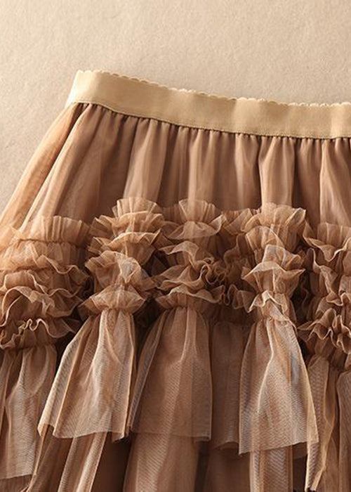 Beautiful Yellow asymmetrical design Tulle Tiered Fall Skirt