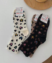 Beautiful Leopard Jacquard Warm Cotton Mid Calf Socks