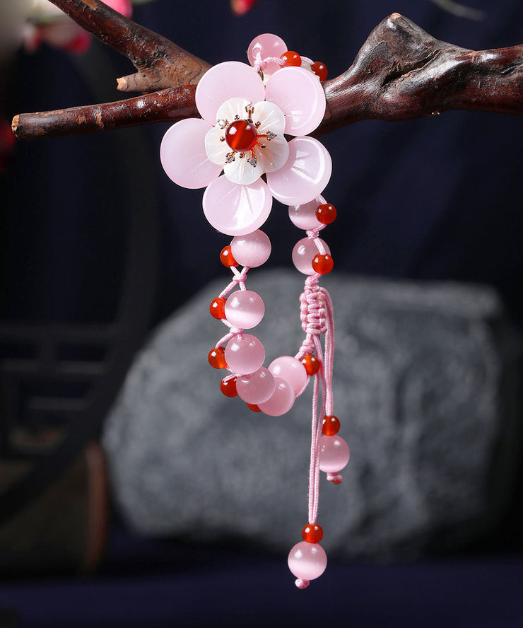 Beautiful Light Pink Coloured Glaze Shell Flower Cat&