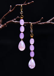Beautiful Light Purple Droplet Shape Crystal Drop Earrings