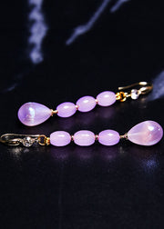 Beautiful Light Purple Droplet Shape Crystal Drop Earrings