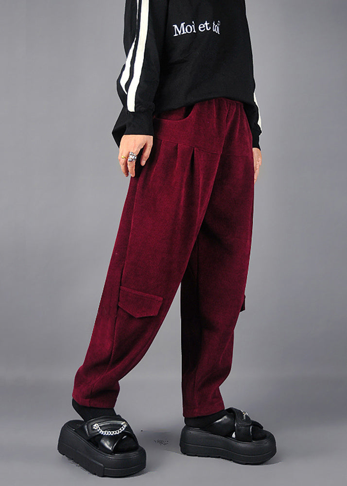 Beautiful Mulberry Oversized Pockets Corduroy Pants Spring