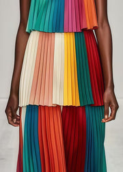 Beautiful Multicolor Layered Wrinkled Chiffon Strapless Dress Summer