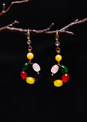 Beautiful Multicolour Gem Stone Fine Beeswax Drop Earrings