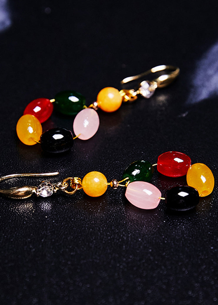 Beautiful Multicolour Gem Stone Fine Beeswax Drop Earrings