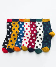 Beautiful Navy Dot Jacquard Comfy Cotton Crew Socks