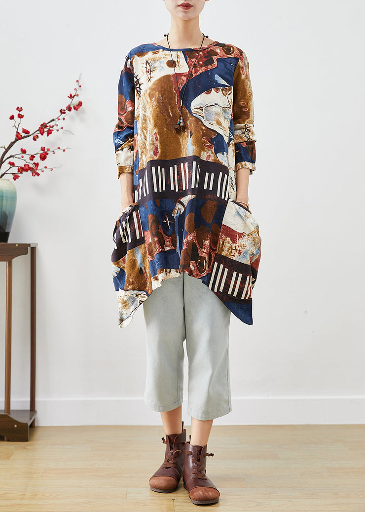 Beautiful Navy Oversized Tie Dye Cotton Shirt Dress Fall