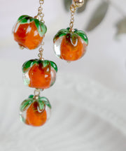 Beautiful Orange Overgild Asymmetricar Persimmon Ruyi Drop Earrings