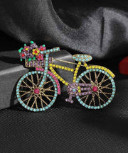 Beautiful Pink Alloy Zircon Pearl Bicycle Brooches