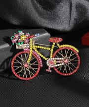 Beautiful Pink Alloy Zircon Pearl Bicycle Brooches