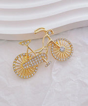 Beautiful Pink Alloy Zircon Pearl Bicycle Brooches