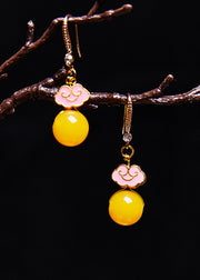 Beautiful Pink Auspicious Clouds Gilding Beeswax Drop Earrings