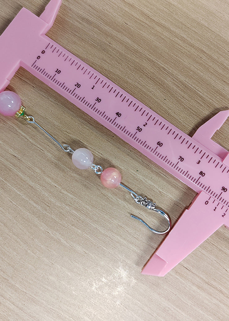 Beautiful Pink Beads Acrylic Tassels Drop Earrings