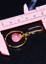 Beautiful Pink Crystal Circular Gilding Drop Earrings