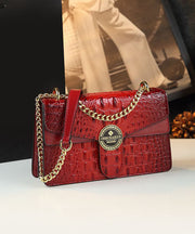 Beautiful Pink Embossed Calf Leather Chain Linked Satchel Handbag