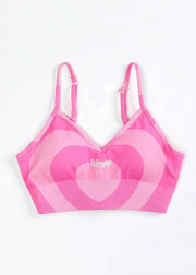 Beautiful Pink Heart Print Seamless Sports Bra And Leggings Set Suit Running