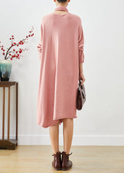 Beautiful Pink Oversized Complimentary Scarf Knit Dress Batwing Sleeve