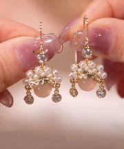 Beautiful Pink Pearl Opal Drop Earrings