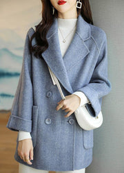 Beautiful Pink Peter Pan Collar Double Breast Pockets Woolen Coat Winter